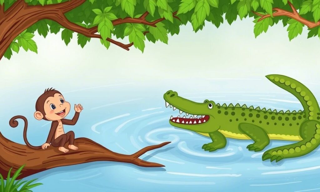 चालाक बंदर और मगरमच्छ की कहानी – The Story of the Clever Monkey and the Crocodile